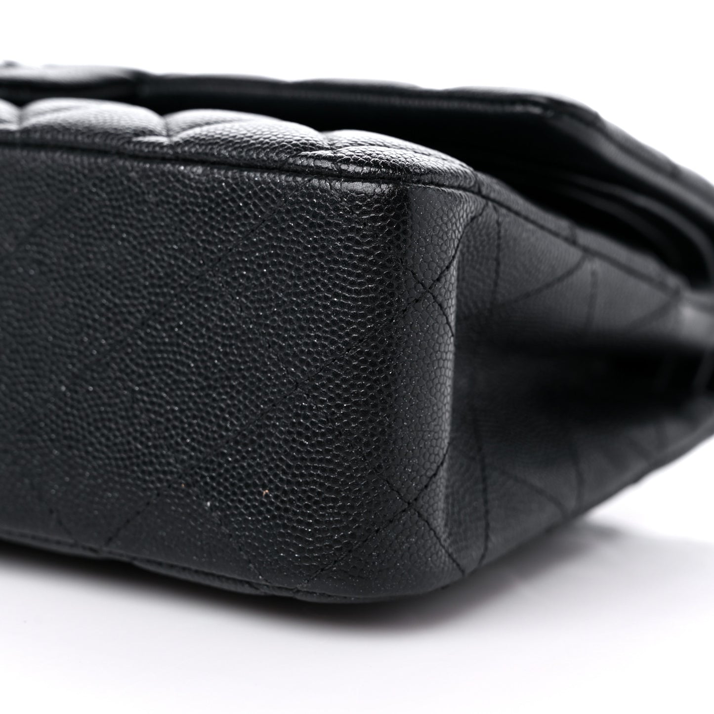 Iridescent Caviar Quilted Medium Double Flap Black