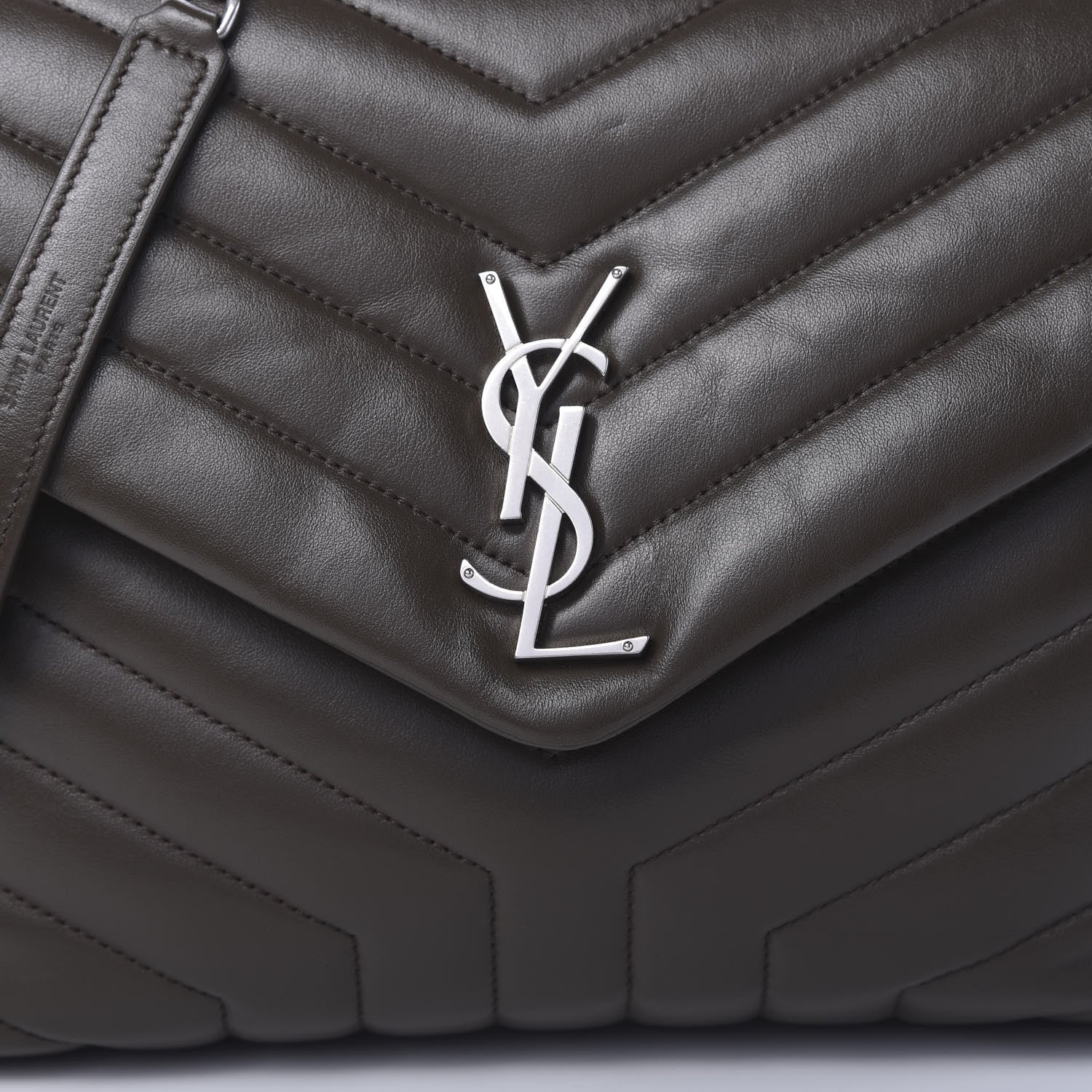Saint Laurent Calfskin Y Quilted Monogram Medium Loulou Chain Satchel Kaki Fonce 11 of 11