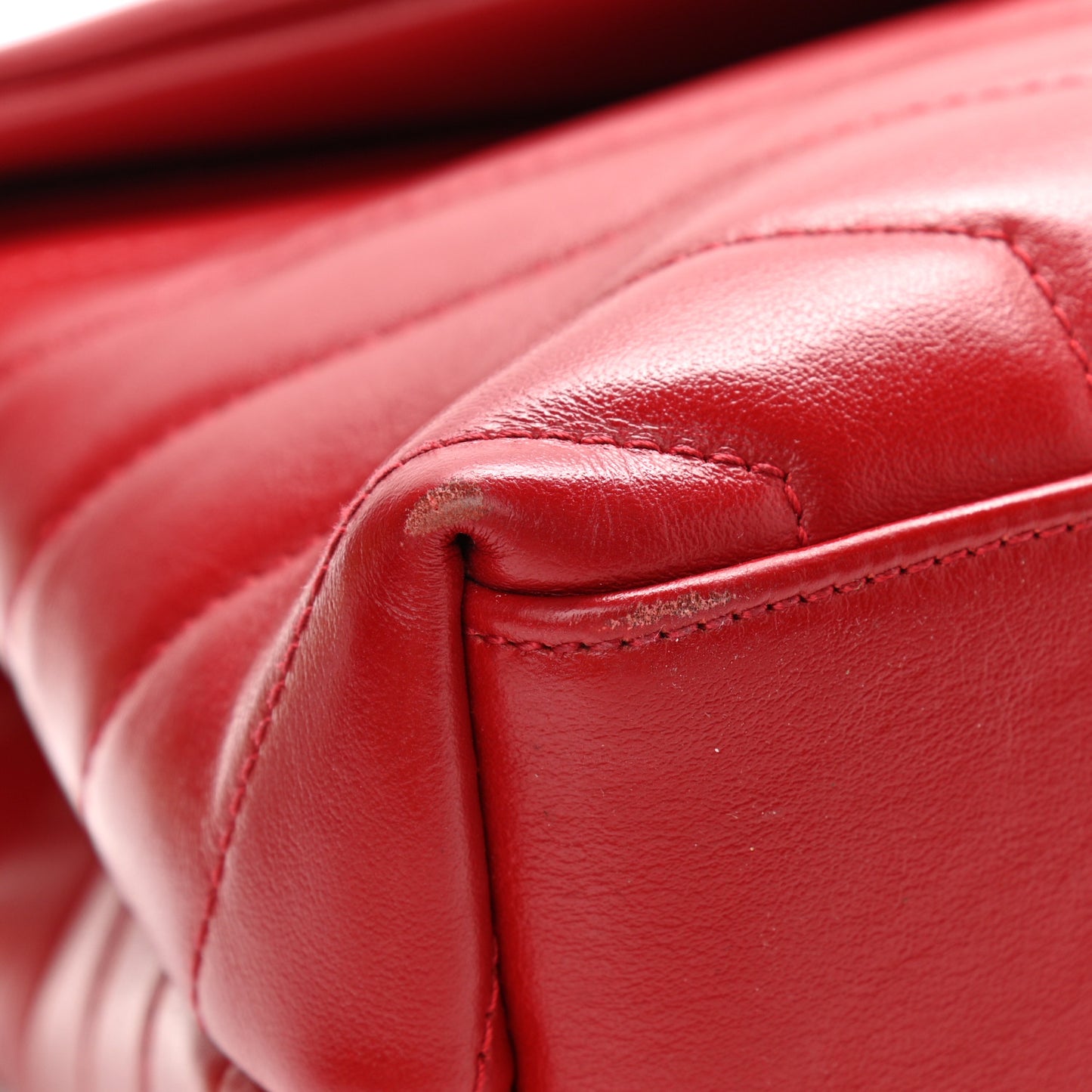 Calfskin Y Quilted Monogram Small Loulou Chain Satchel Lipstick Red