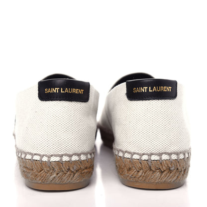 Saint Laurent Canvas Nappa Elba Light Logo Embroidered Espadrilles 37.5 Ecru 7 of 11