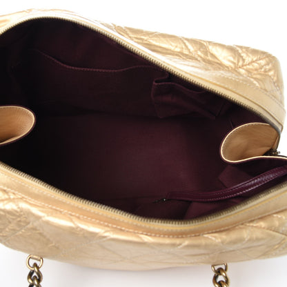 Chanel Metallic Aged Calfskin Quilted Large Secret Tag Bowling Bag Gold 5 of 10