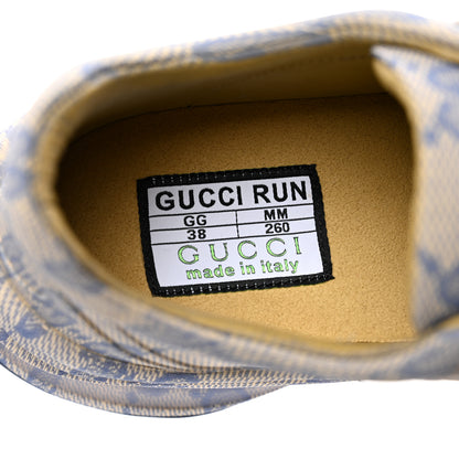 Gucci Ultralight Plume Calfskin Monogram Printed Womens Gucci Run Sneakers 38 Beige Blue 7 of 7