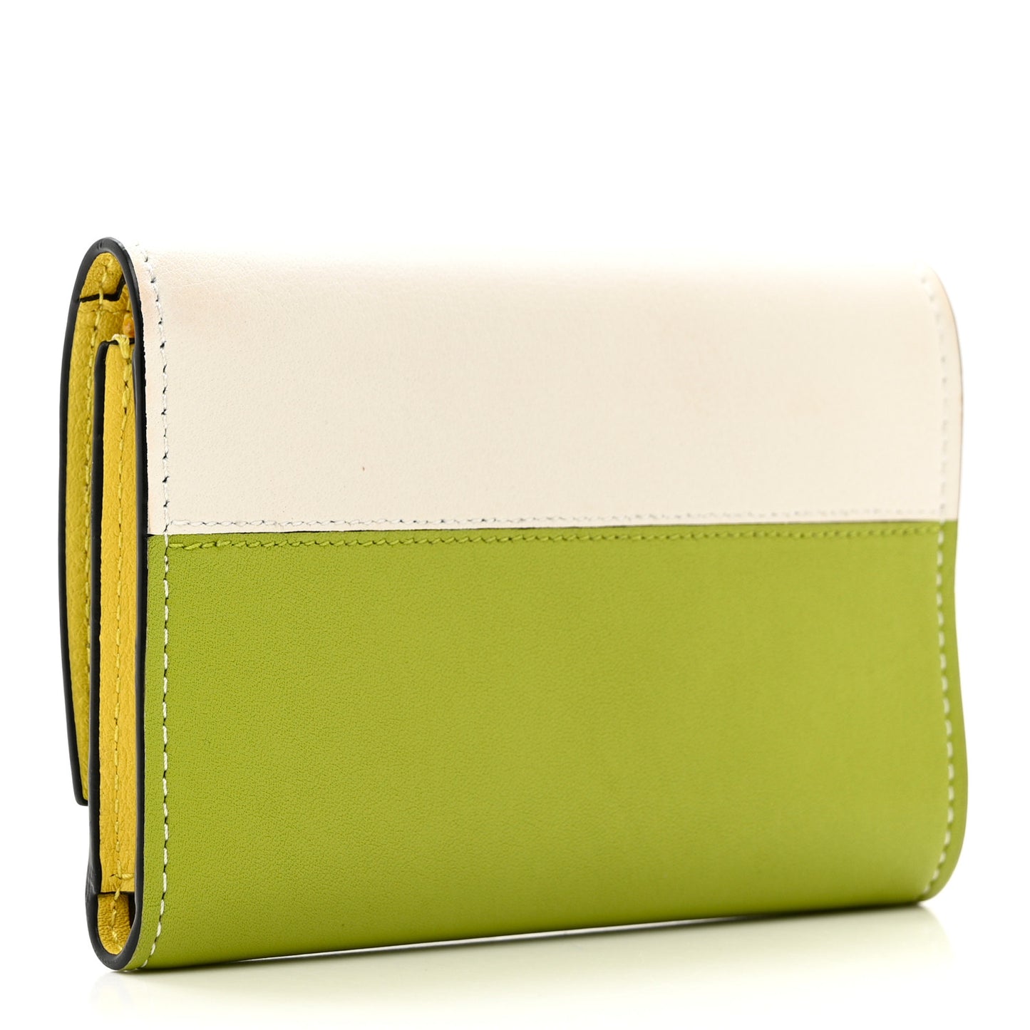 X SPIRITED AWAY Calfskin Otori-Sama Small Vertical Wallet Soft White Lemon Zest