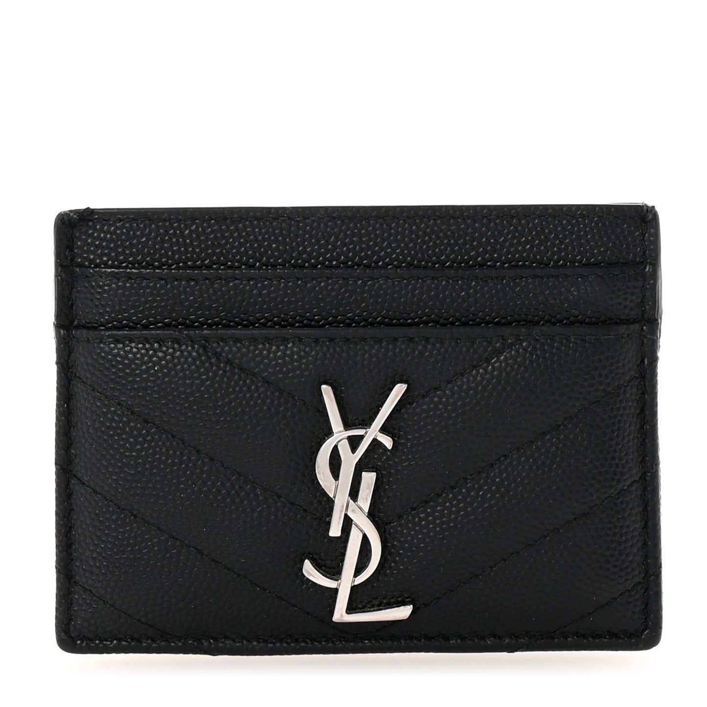 Grain De Poudre Matelasse Chevron Monogram Credit Card Case Black