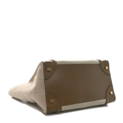 Celine Natural Canvas Smooth Calfskin Mini Luggage Brown 4 of 11