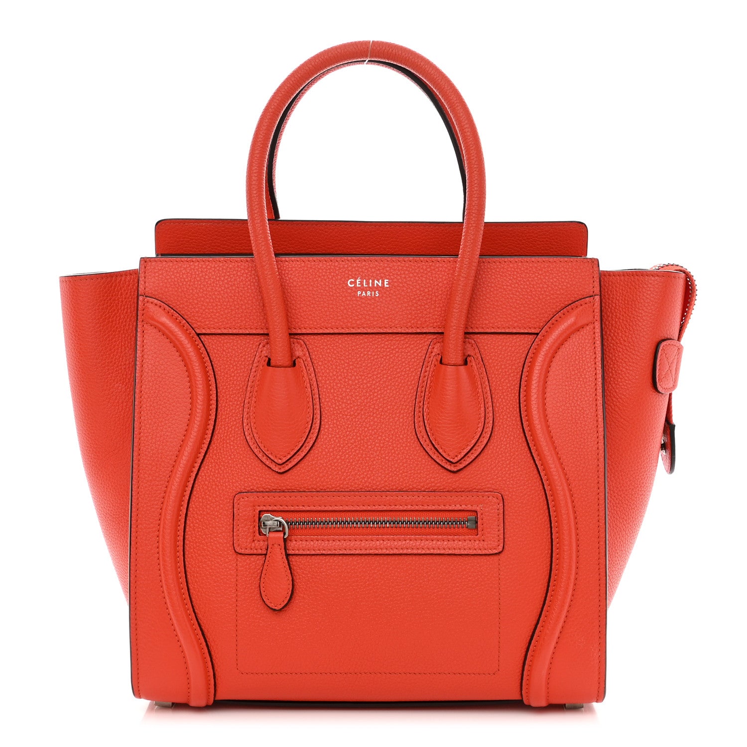 Celine Drummed Calfskin Micro Luggage Vermillion 1 of 8