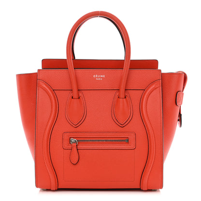 Celine Drummed Calfskin Micro Luggage Vermillion 1 of 8
