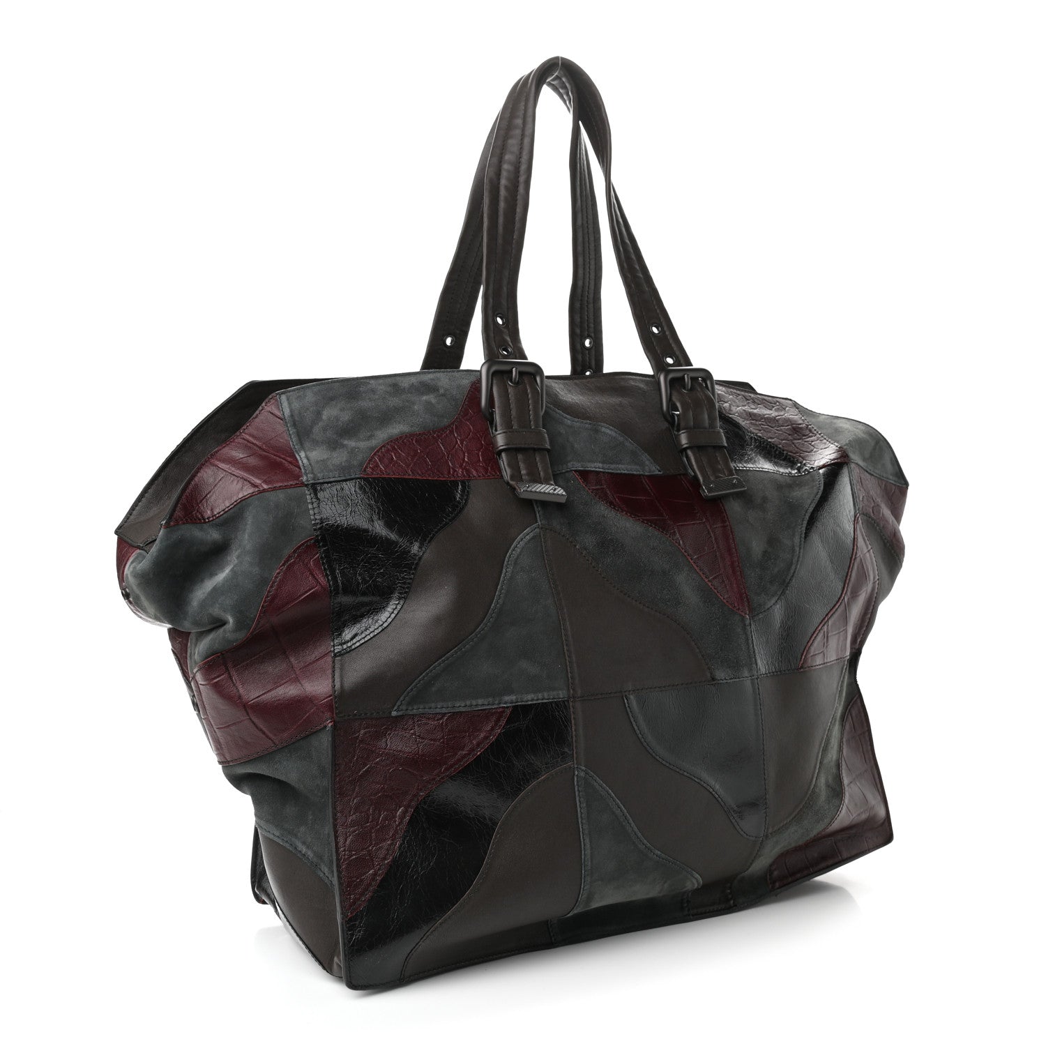 Bottega Veneta Suede Nappa Croc Embossed Patchwork Travel Bag Multicolor 3 of 8