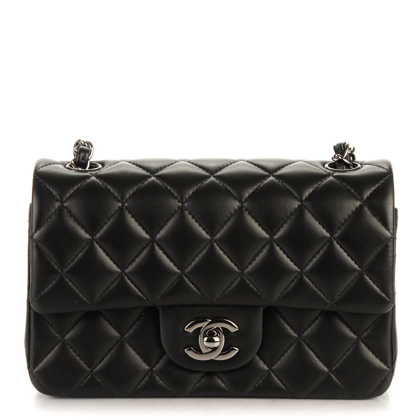Lambskin Quilted Mini Rectangular Flap Black