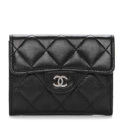 Chanel Lambskin Quilted Flap Card Holder Wallet Black 1 of 9