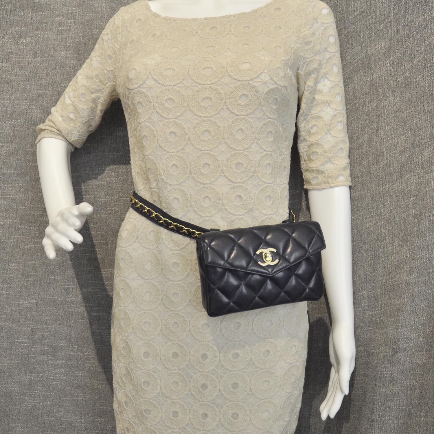 Chanel Lambskin Quilted Flap Belt Bag Navy 2 of 10