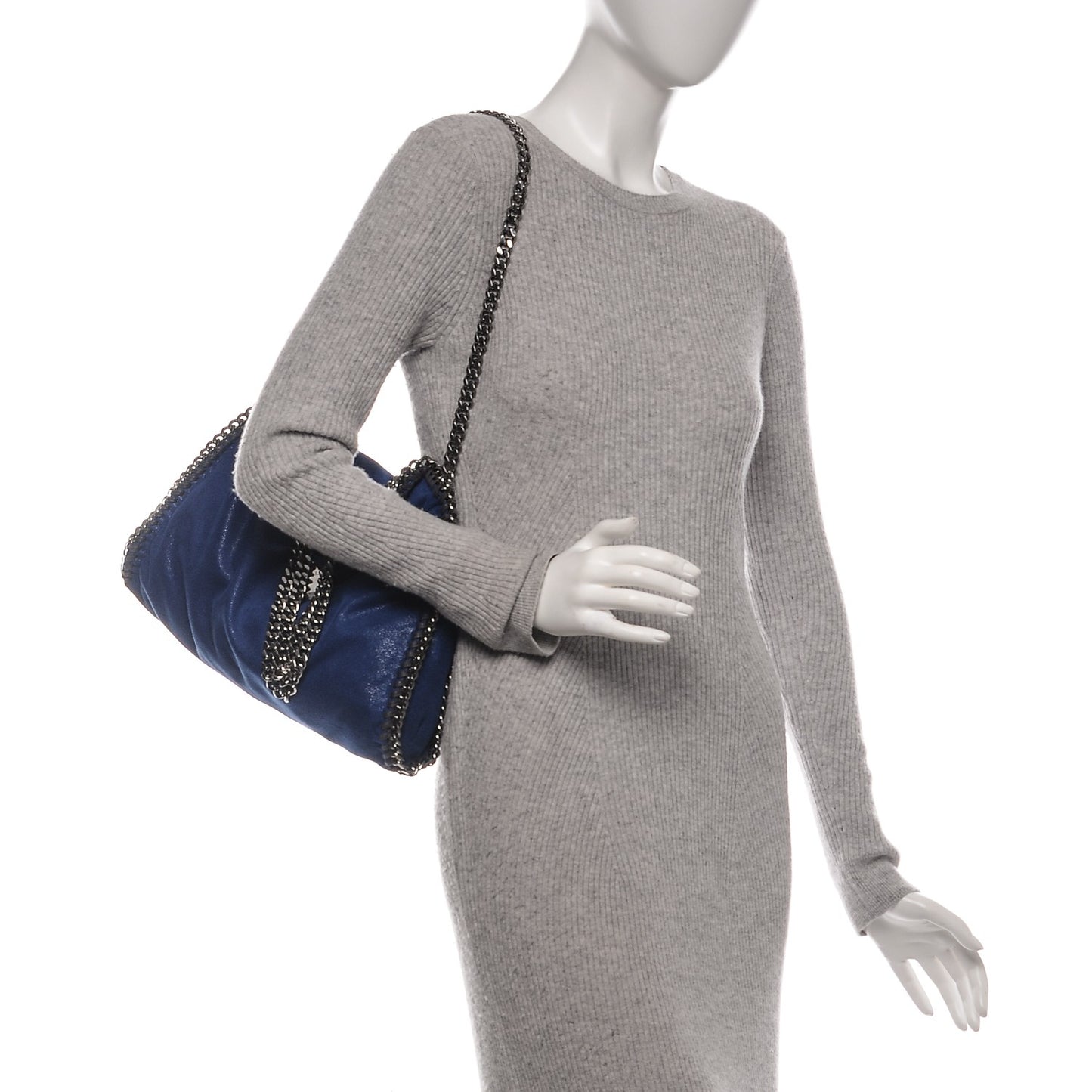 Shaggy Deer Small Falabella Fold Over Tote Blue