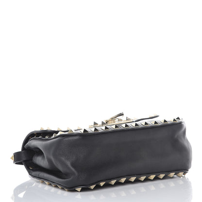 Valentino Garavani Vitello Mini Rockstud Flap Saddle Crossbody Bag Black 4 of 7