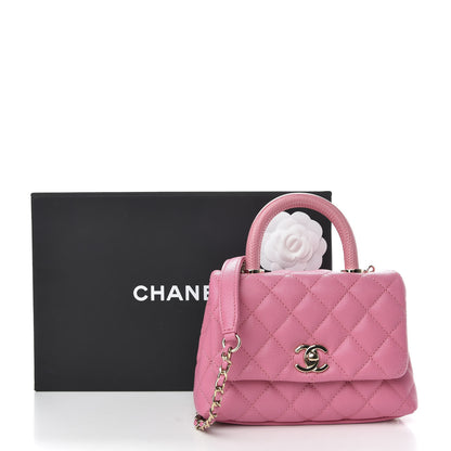 Chanel Caviar Quilted Lizard Embossed Extra Mini Coco Handle Flap Pink 11 of 11