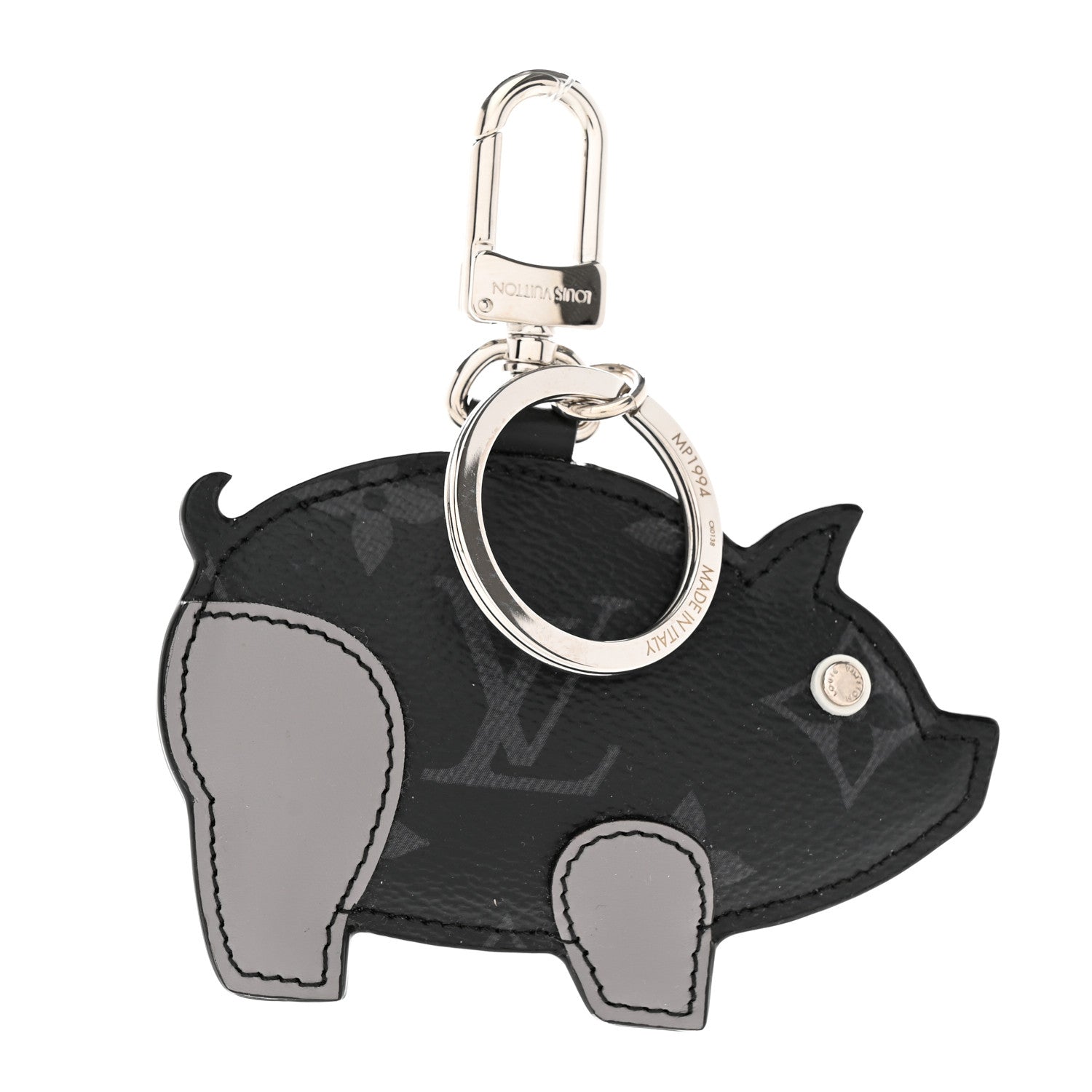 Louis Vuitton Calfskin Monogram Eclipse Pig Bag Charm Key Holder 1 of 5