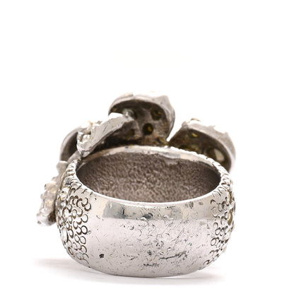 Chanel Crystal Camellia CC Ring Silver 3 of 5