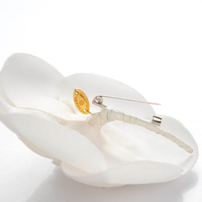 Chanel Silk Taffeta Camellia Brooch Pin White 3 of 5