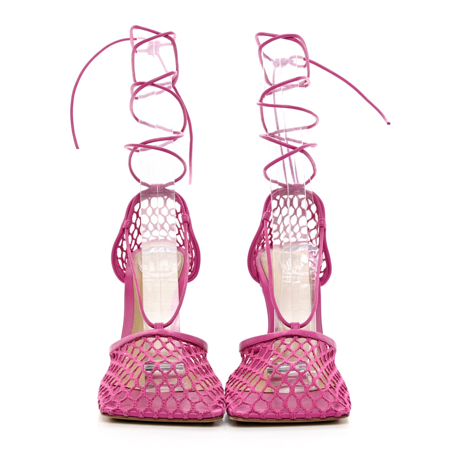 Mesh Nappa Stretch Ankle Tie 90mm Sandals 37 Hollyhock