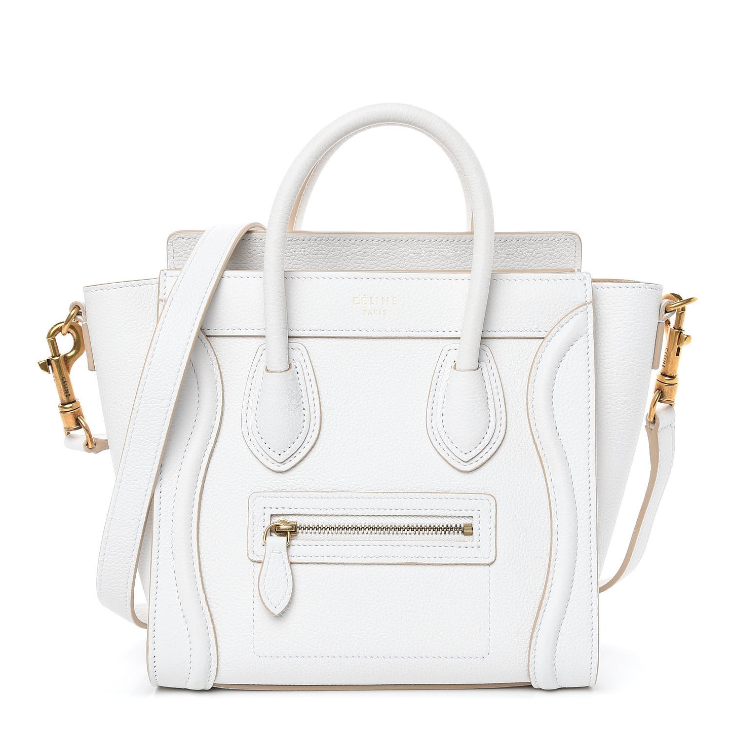 Drummed Calfskin Nano Luggage Optic White