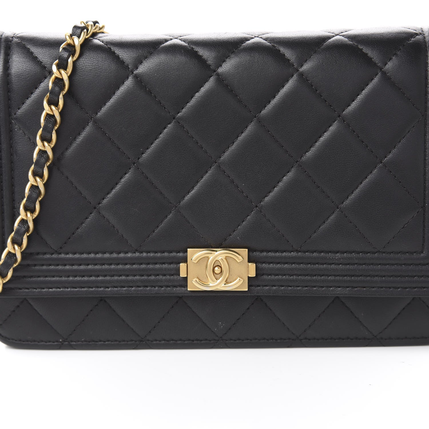 Chanel Calfskin Quilted Boy Wallet On Chain WOC Black 7 of 10