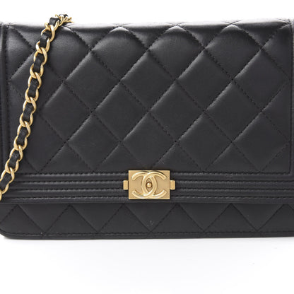 Chanel Calfskin Quilted Boy Wallet On Chain WOC Black 7 of 10