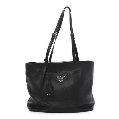 Prada Vitello Daino Pocket Shopping Tote Black 1 of 9