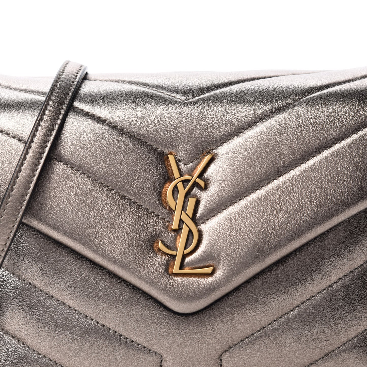 Metallic Calfskin Y Quilted Monogram Toy Loulou Crossbody Bag Piombo