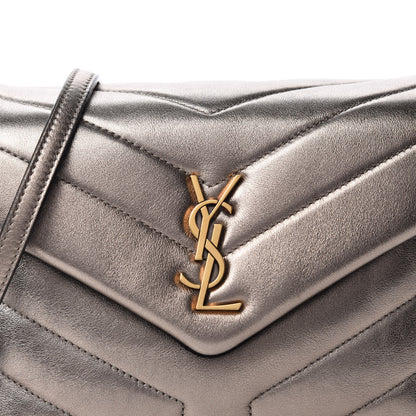 Saint Laurent Metallic Calfskin Y Quilted Monogram Toy Loulou Crossbody Bag Piombo 12 of 13
