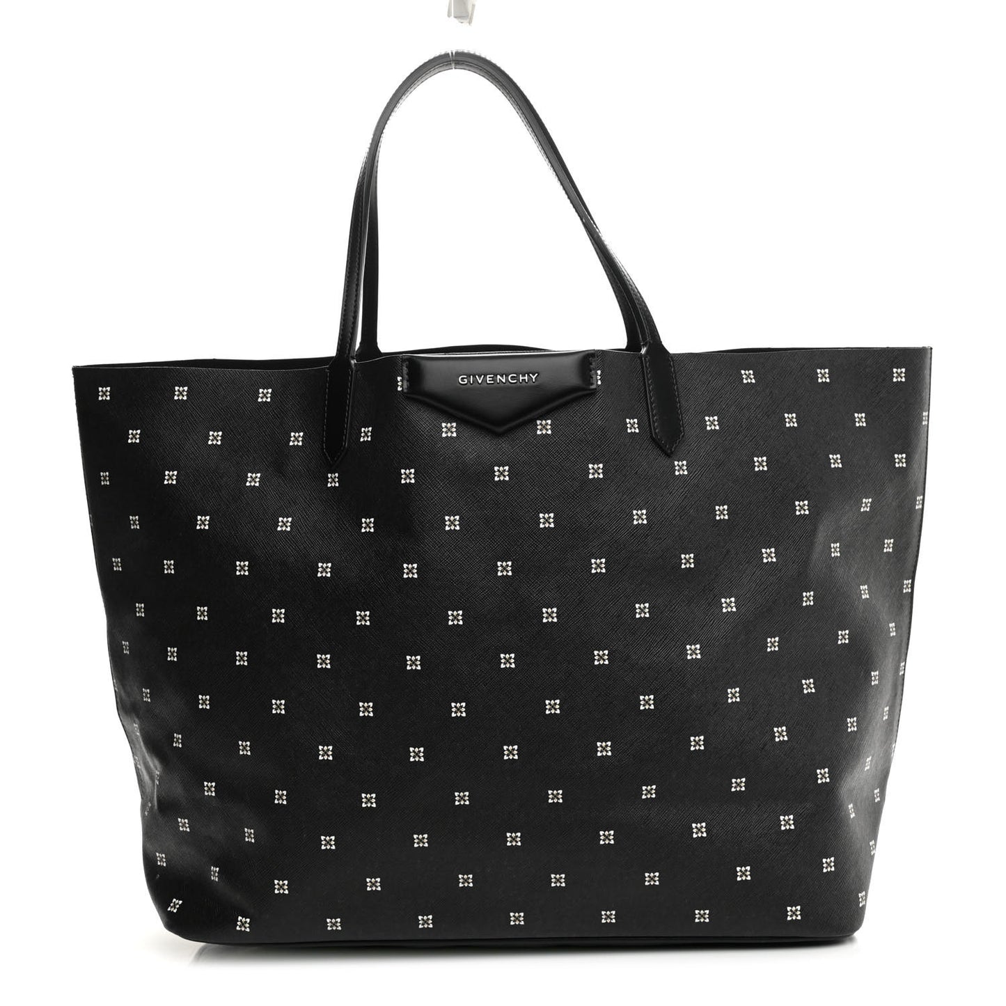 Textured Coated Canvas Print Large Antigona Tote Black