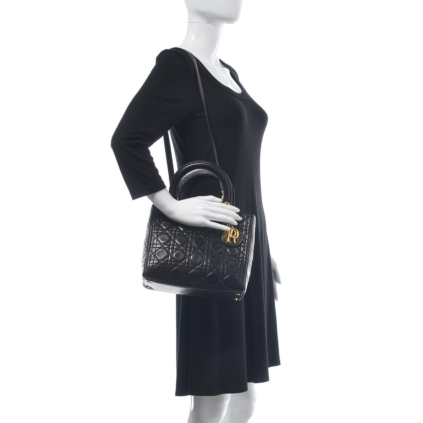 Lambskin Cannage Medium Lady Dior Black