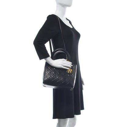 Christian Dior Lambskin Cannage Medium Lady Dior Black 2 of 11