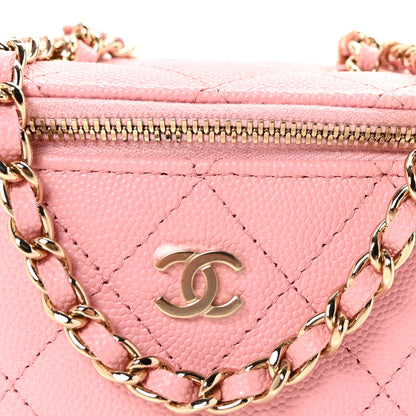 Chanel Caviar Quilted Mini Vanity Case With Chain Pink 14 of 19