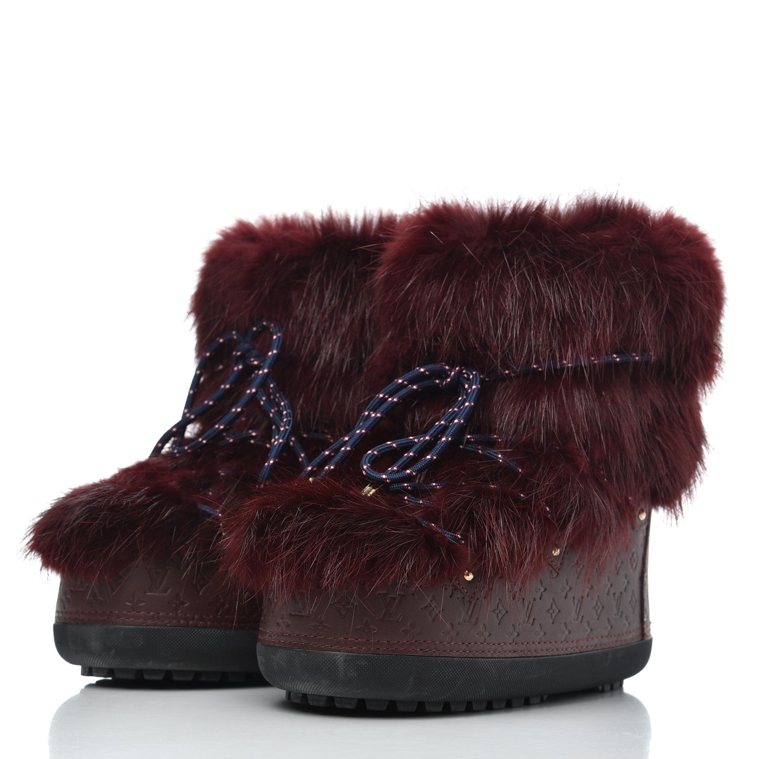 Louis Vuitton Beaver Calfskin Monogram Off Piste Flat Half Boots 38 Red 3 of 16