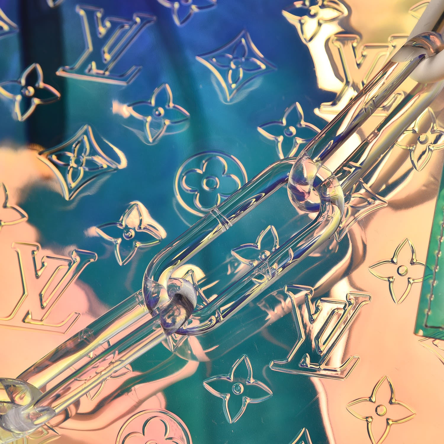 Louis Vuitton PVC Monogram Keepall Bandouliere 50 Iridescent Prism 9 of 10