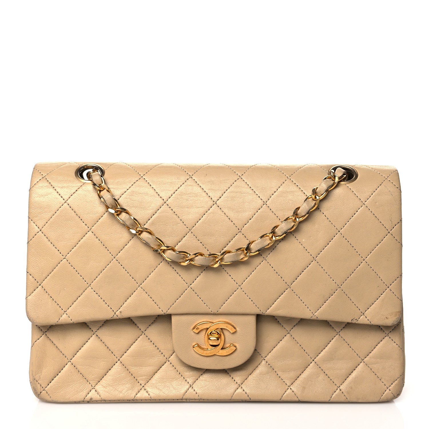 Chanel Lambskin Quilted Medium Double Flap Beige 1 of 24