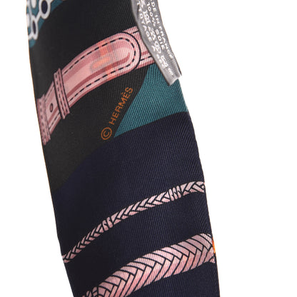Hermes Silk Clic Clac Modern Cannage Twilly Vert Marine Vieux Rose 5 of 5