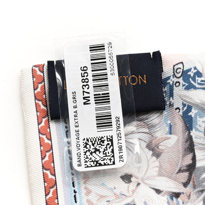 Louis Vuitton Silk Voyage Extraordinaire Bandeau Blue Grey 3 of 3
