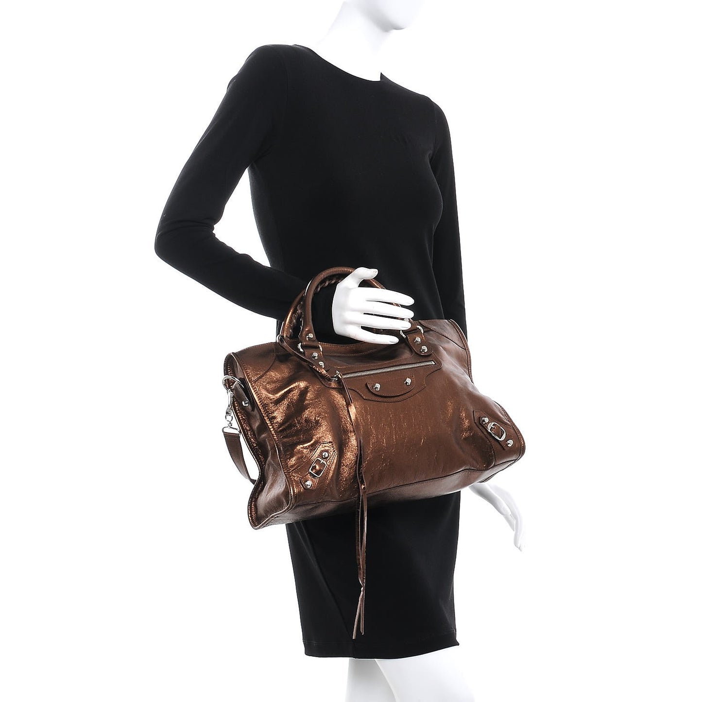 Metallic Agneau Classic Silver Hardware S City Sparkle Bronze