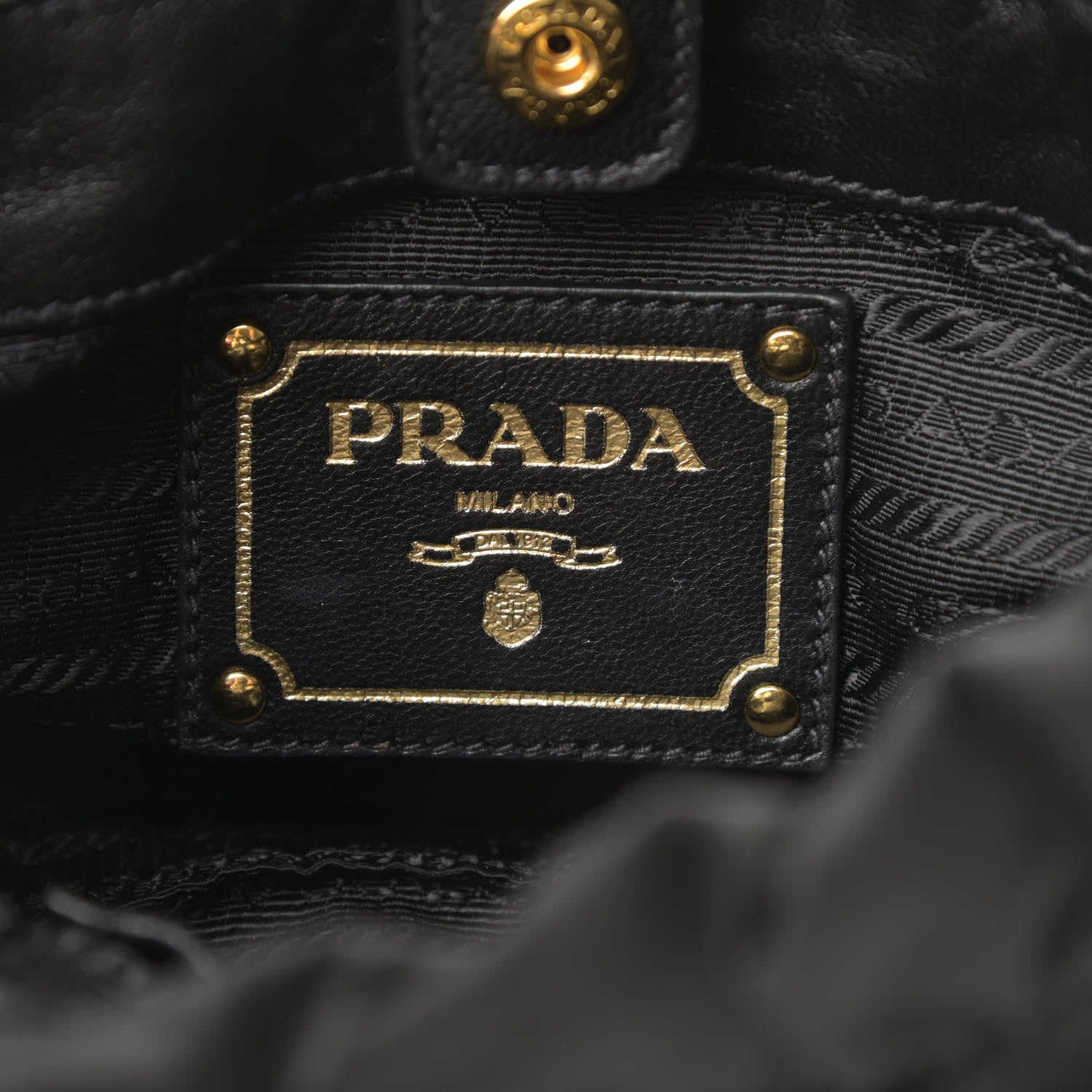 Prada Tessuto Nylon Logo Mini Drawstring Bucket Bag Black 6 of 12
