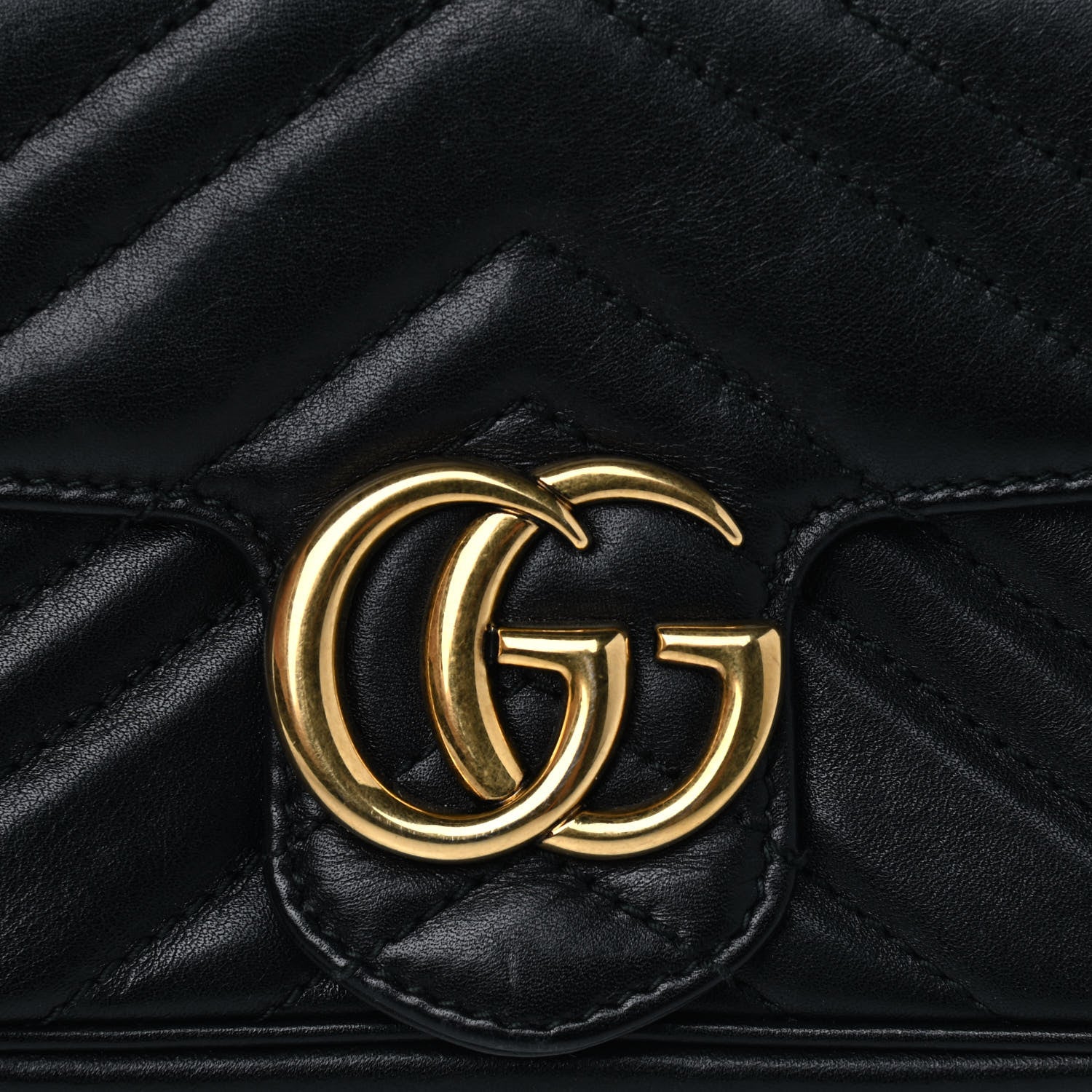 Gucci Calfskin Matelasse Super Mini GG Marmont Shoulder Bag Black 7 of 7
