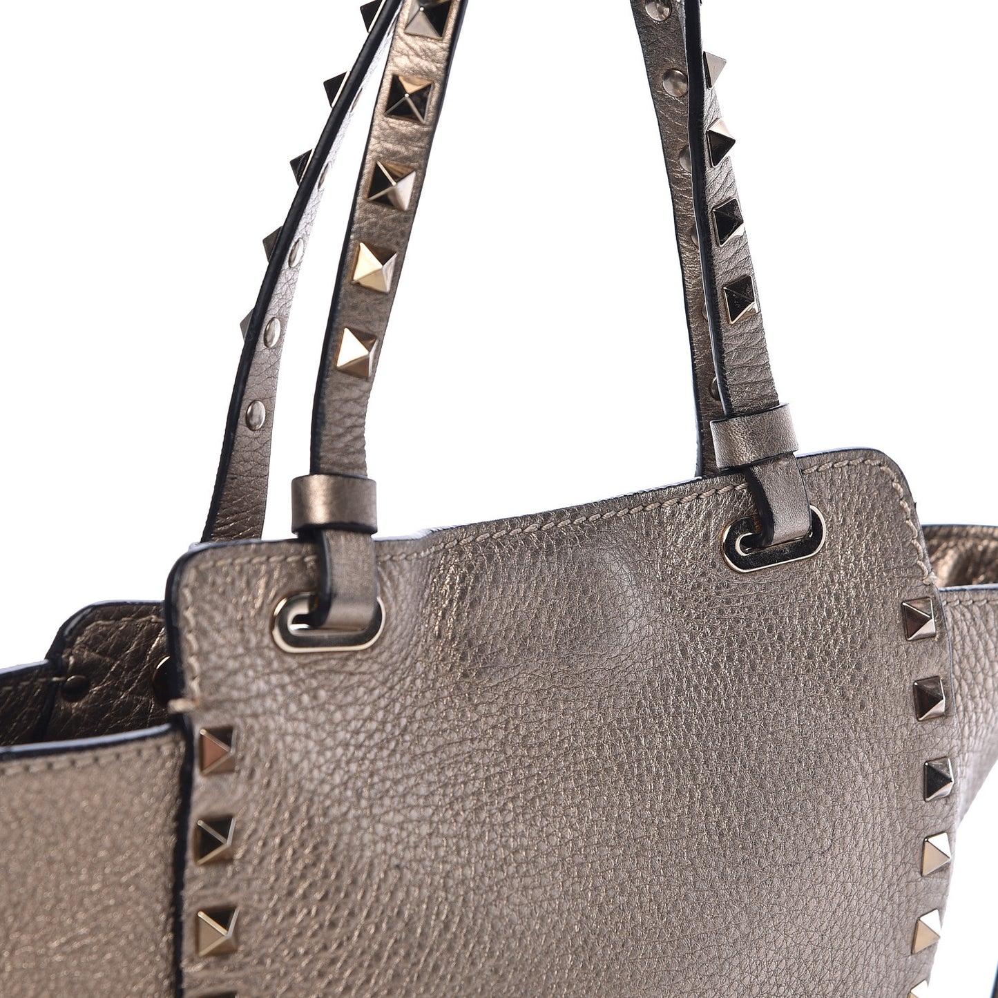 Metallic Alce Printed Calfskin Mini Rockstud Tote Sasso