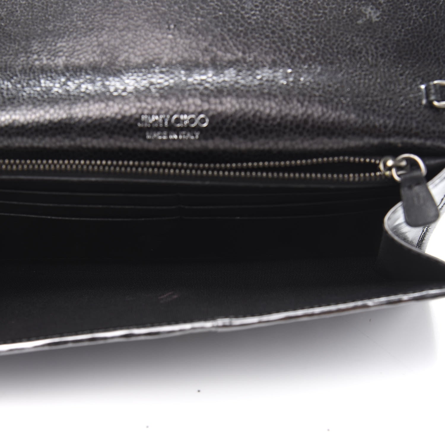 Jimmy Choo Glitter Milla Wallet on Chain Silver 5 of 10