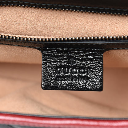 Gucci Vintage Effect Calfskin Matelasse Diagonal Striped Small Torchon GG Marmont Shoulder Bag Black Beige 5 of 9