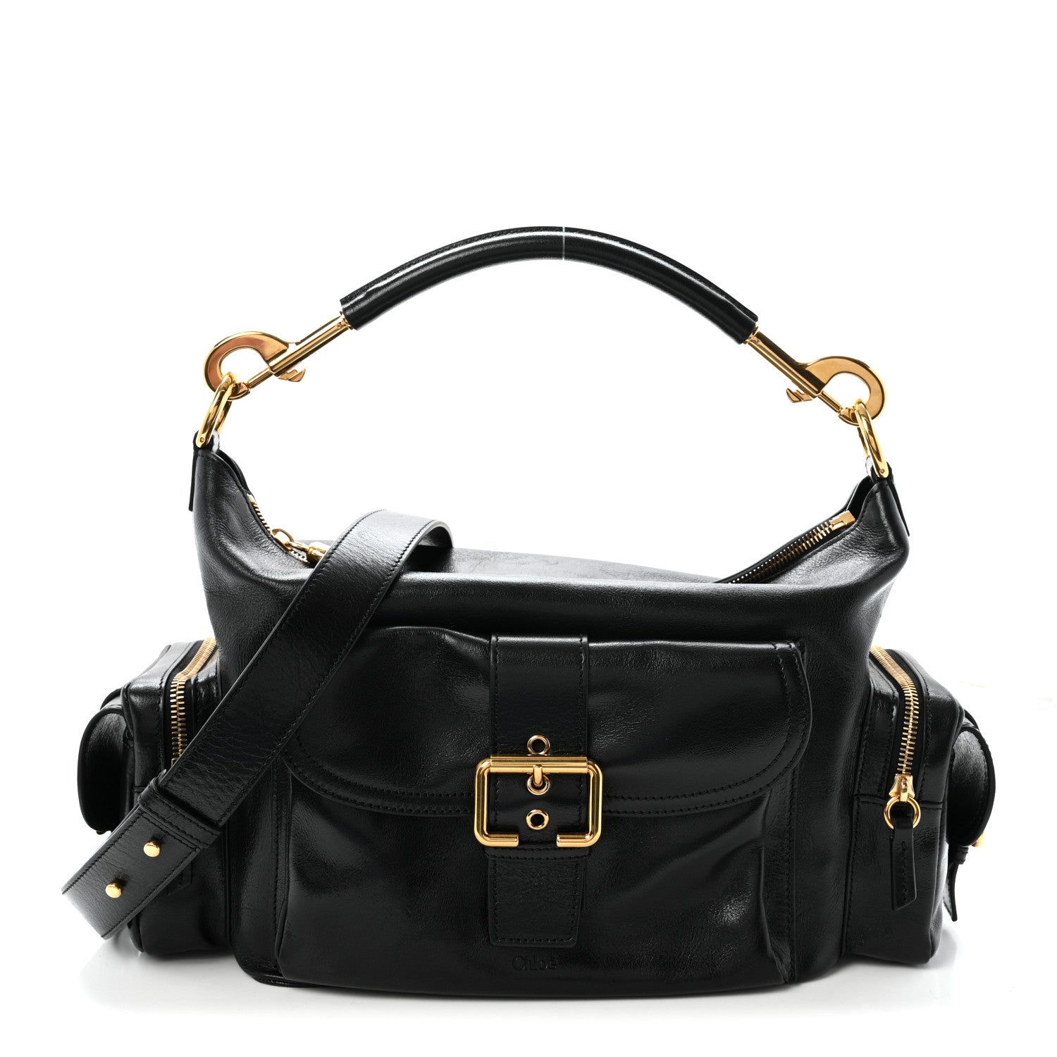 Chloe Shiny Calfskin Medium Double Carry Camera Bag Black 1 of 9