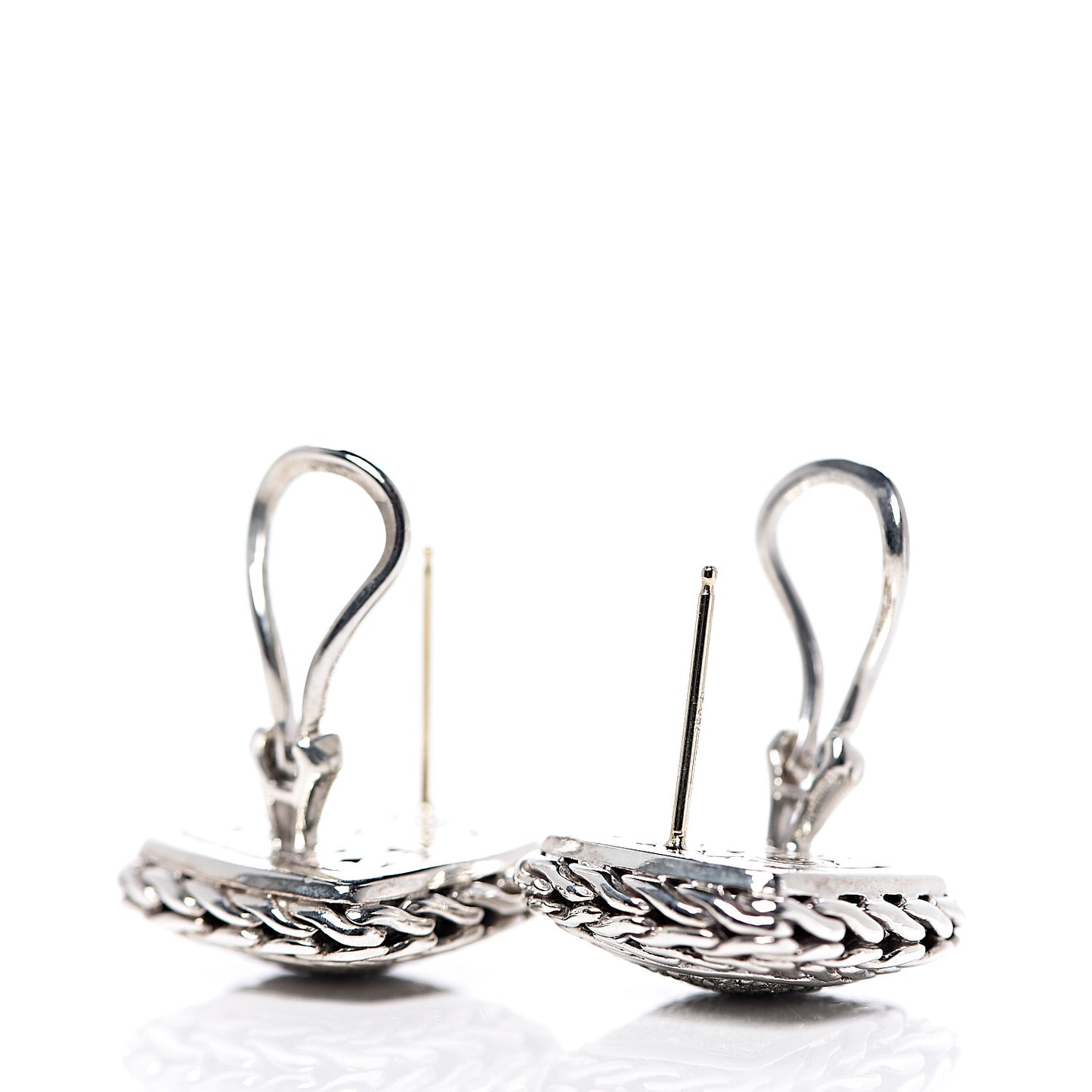 Sterling Silver 18K Gold Diamond Classic Chain Square Earrings