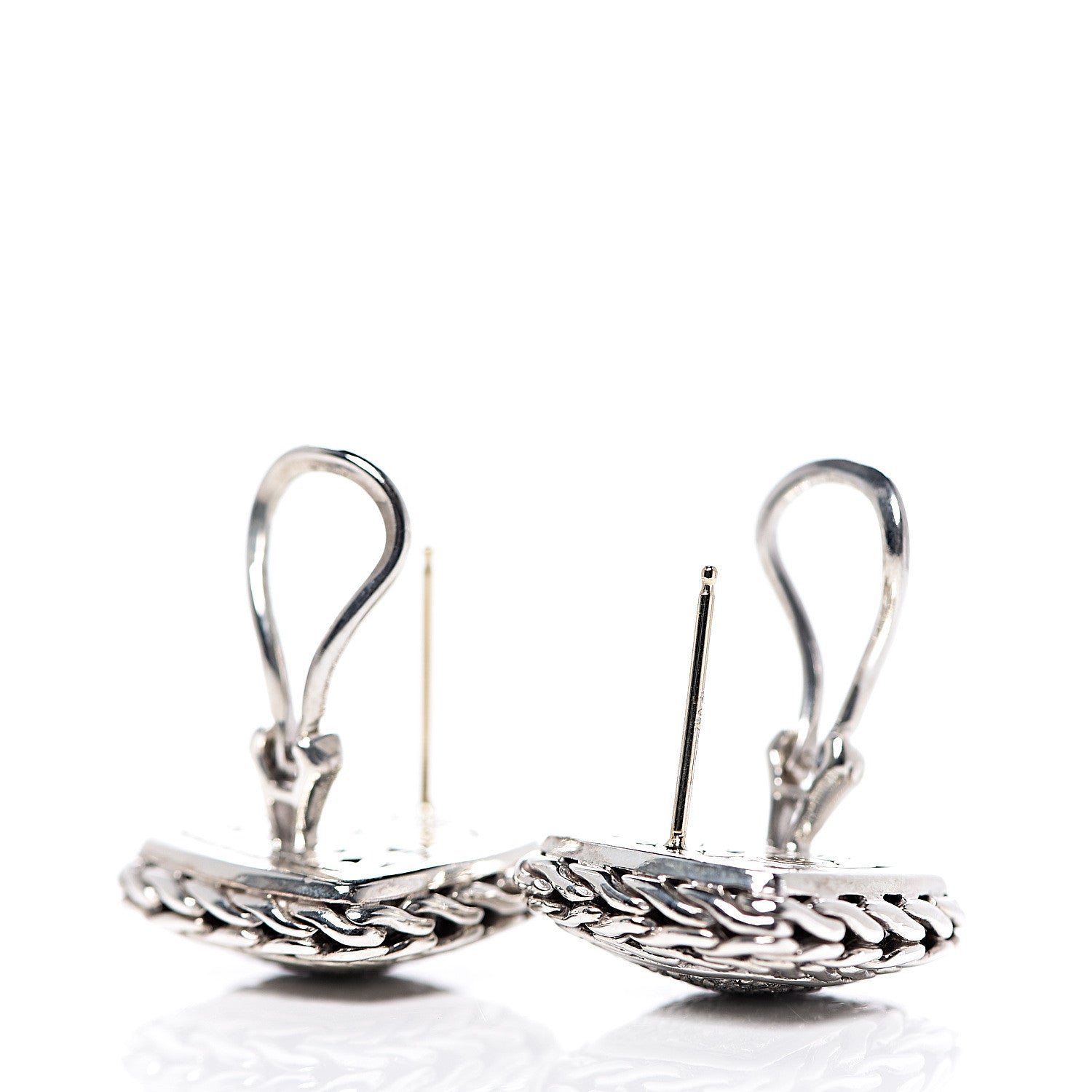 John Hardy Sterling Silver 18K Gold Diamond Classic Chain Square Earrings 6 of 8