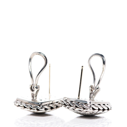 John Hardy Sterling Silver 18K Gold Diamond Classic Chain Square Earrings 6 of 8