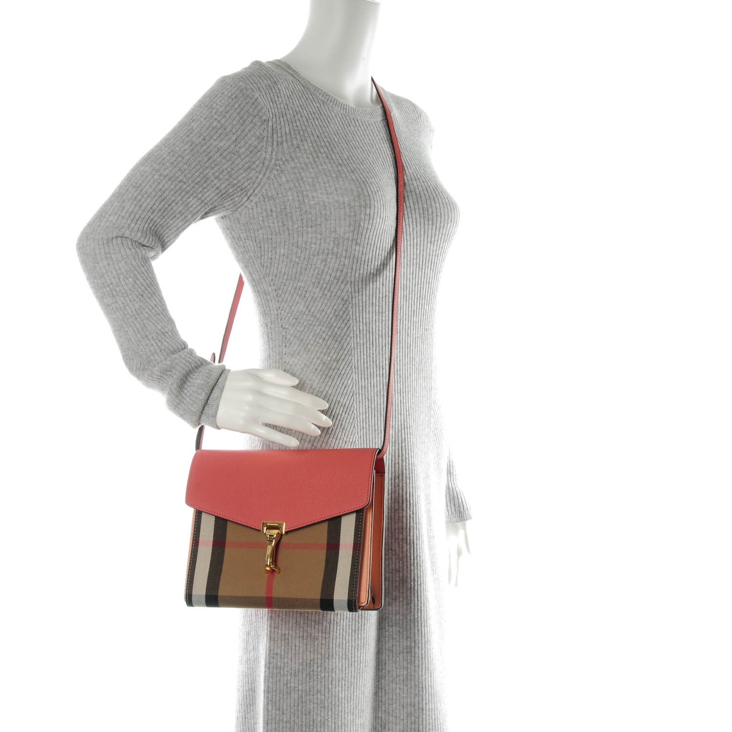 Burberry Derby Calfskin House Check Small Macken Crossbody Bag Copper Pink 2 of 8