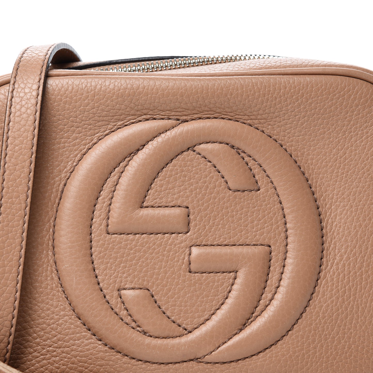 Pebbled Calfskin Small Soho Disco Bag Rose Beige