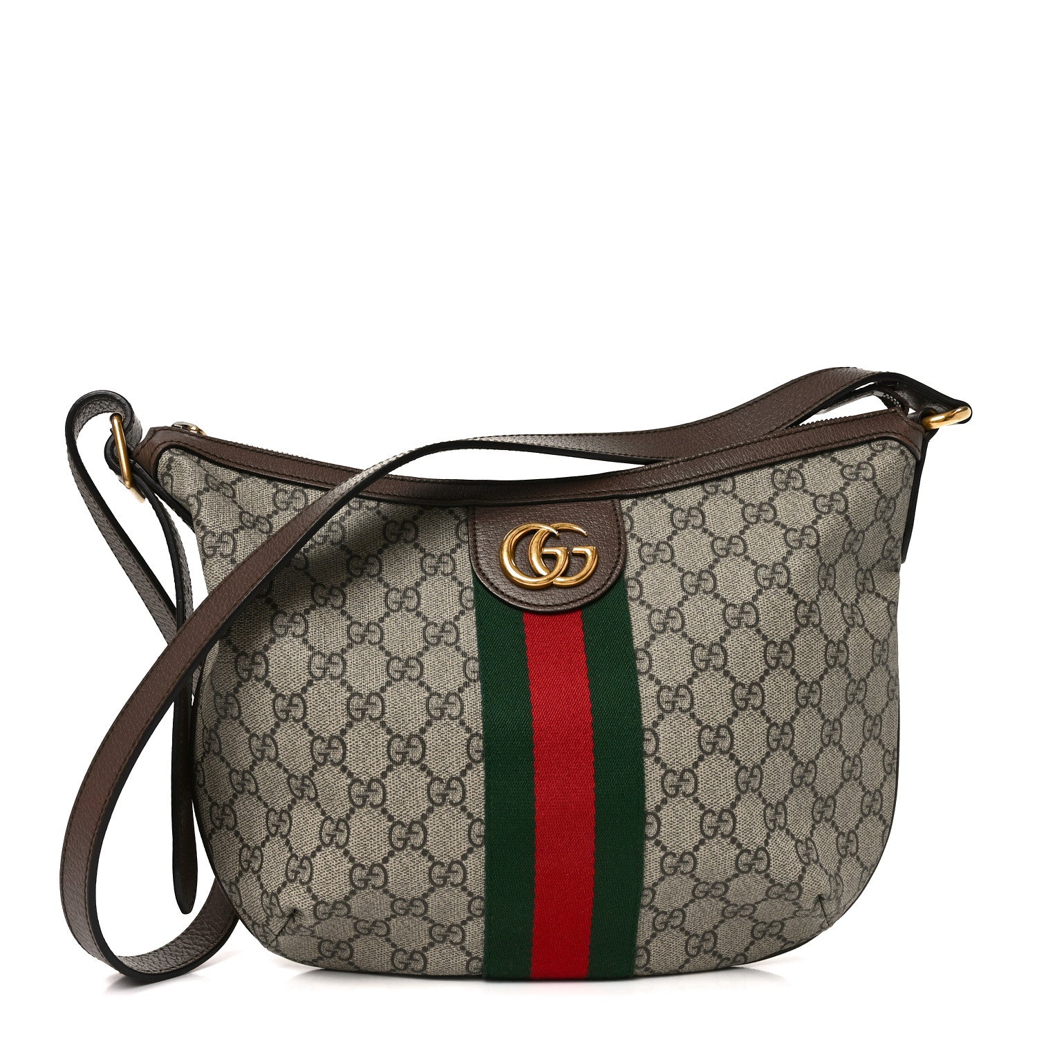 Gucci GG Supreme Monogram Web Small Ophidia Half Moon Hobo Brown 1 of 9
